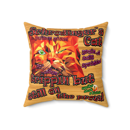 schrodinger's cat - Faux Suede Square Pillow - (butterscotch wood finish)