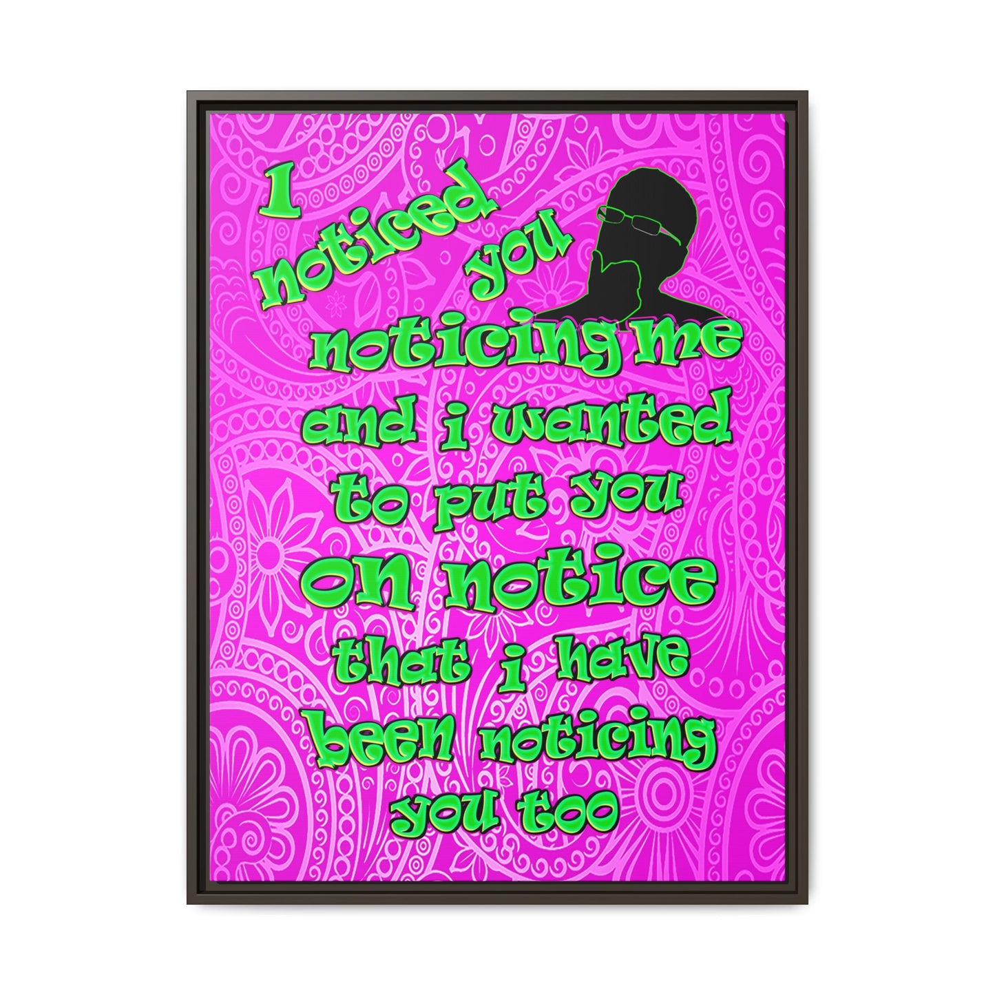 noticed you noticing - framed canvas art (pink swirl)