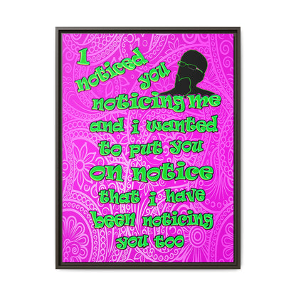 noticed you noticing - framed canvas art (pink swirl)