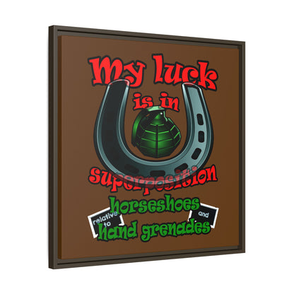 my luck - framed canvas art (brown)