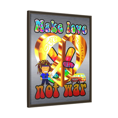 love peace - framed canvas art (brushed nickel)