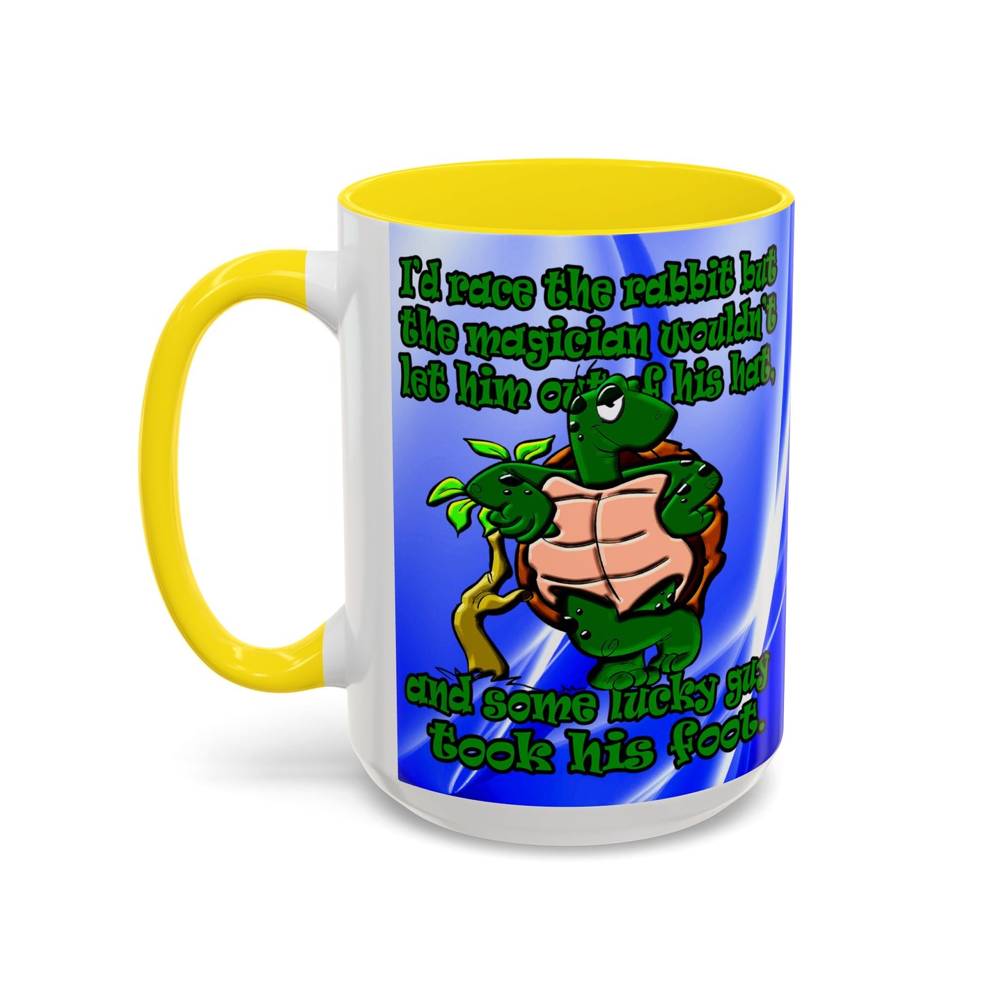 turtle race - Accent Mug (blue-white wave)