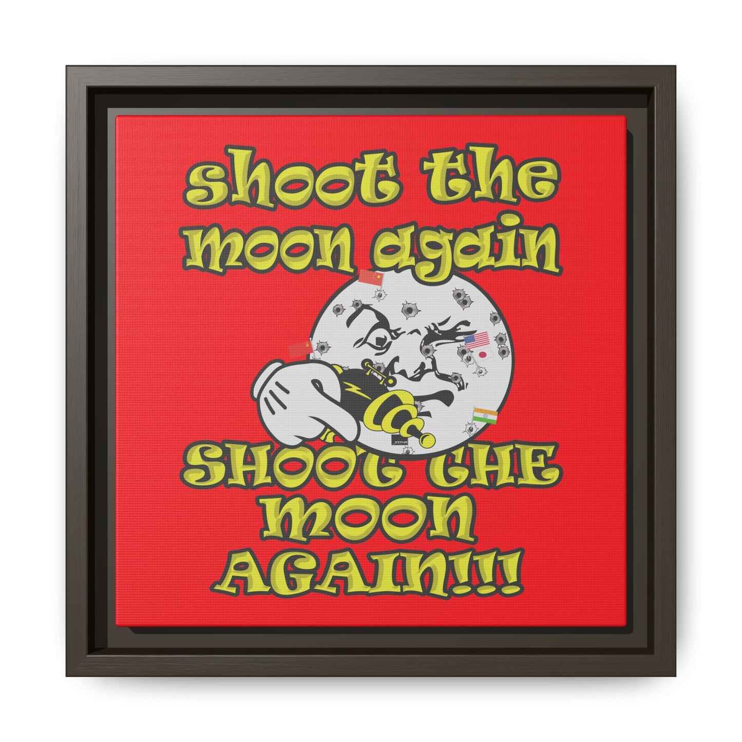shoot the moon again - framed canvas art (red)