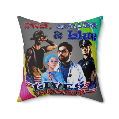rw&b lives matter - Spun Polyester Square Pillow - (rainbow split)
