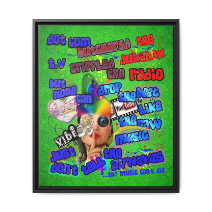 drop the beat - framed canvas art (green turf)