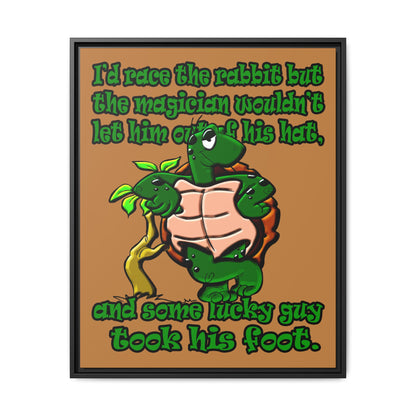 turtle race - framed canvas art (light brown)