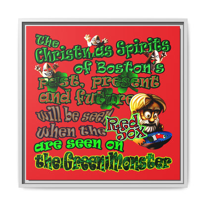 christmas spirits of boston - framed canvas art (red)