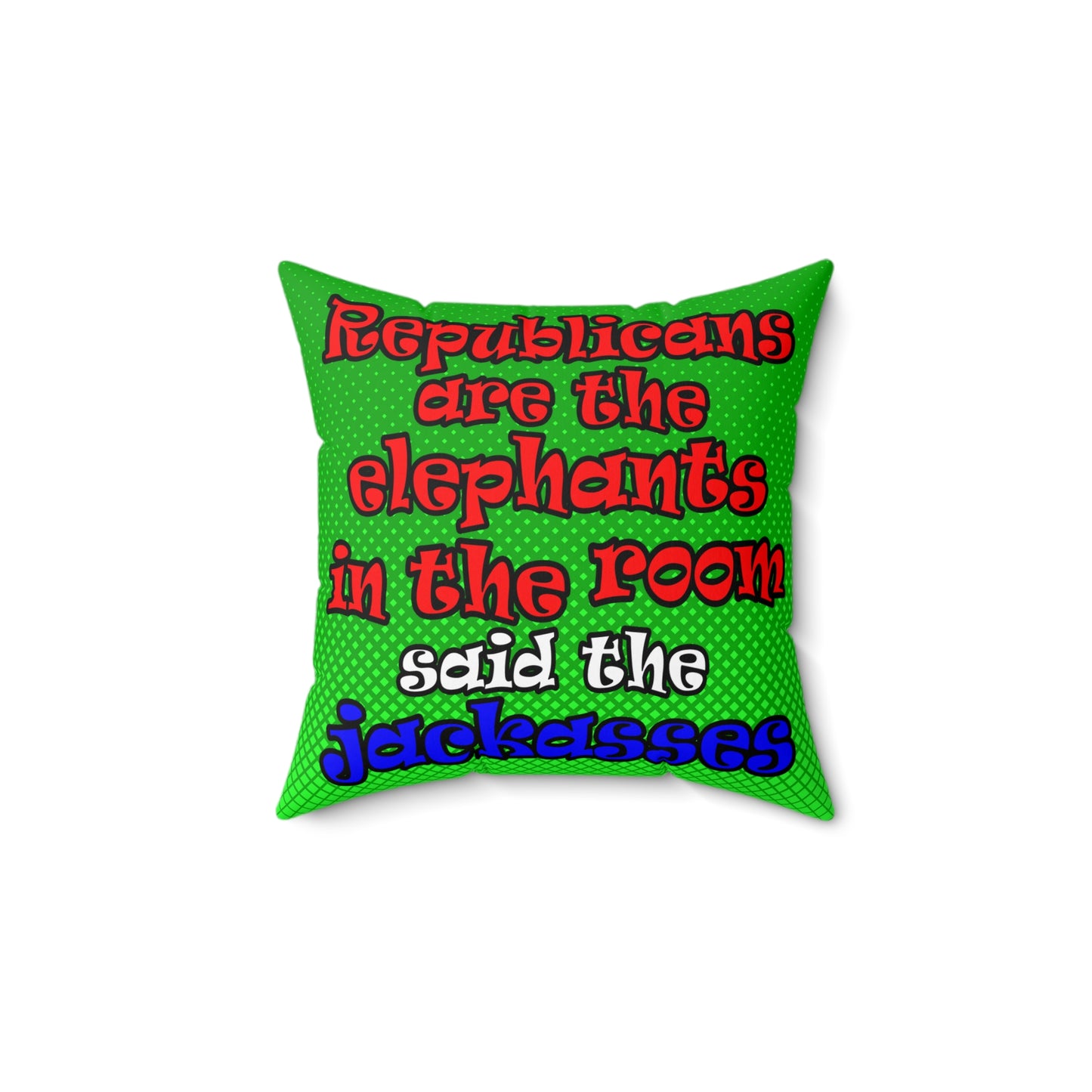 donkeys and elephants - Spun Polyester Square Pillow - (logo green)