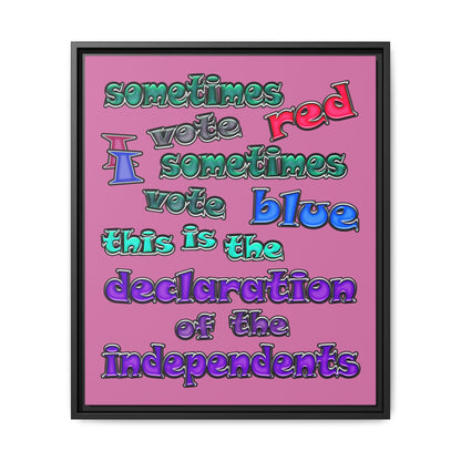 declaration of the independents - framed canvas art (light pink)