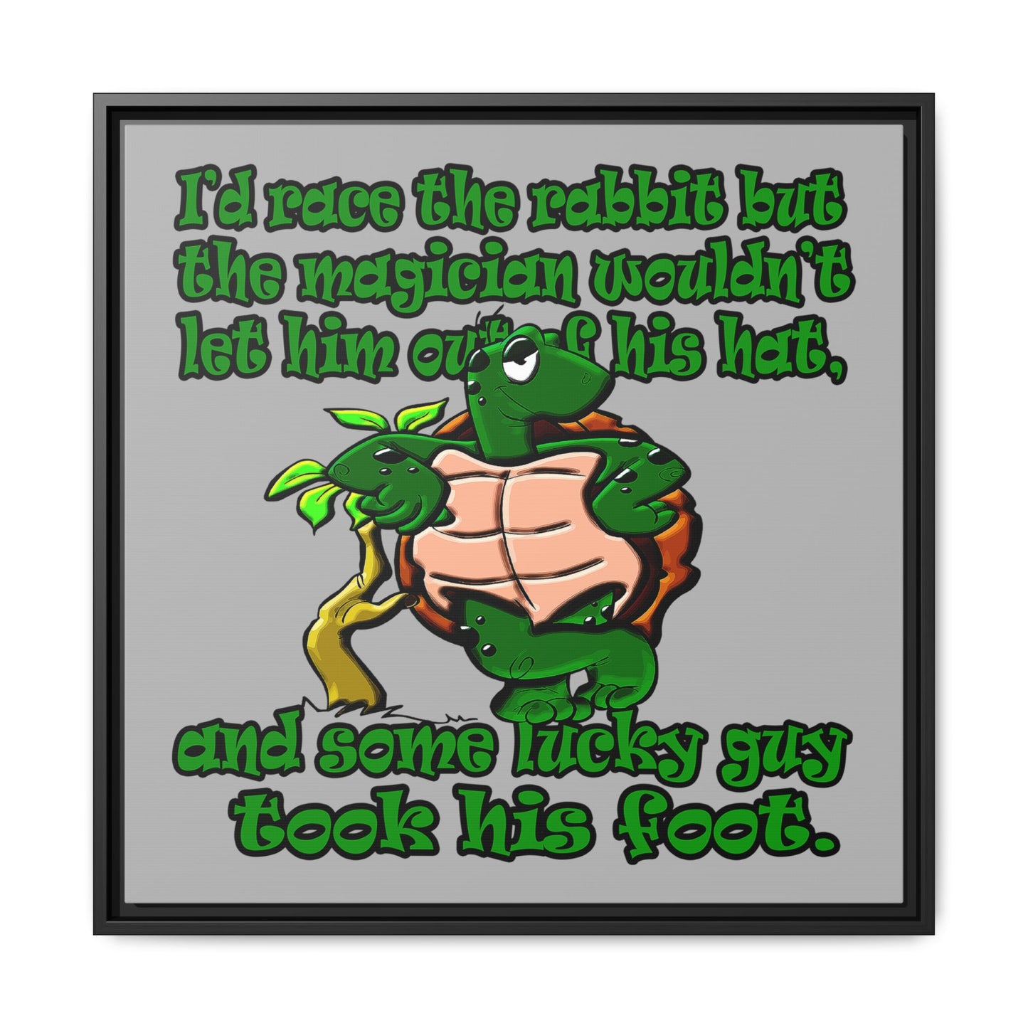 turtle race - framed canvas art (light grey)