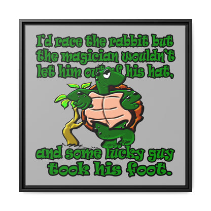 turtle race - framed canvas art (light grey)