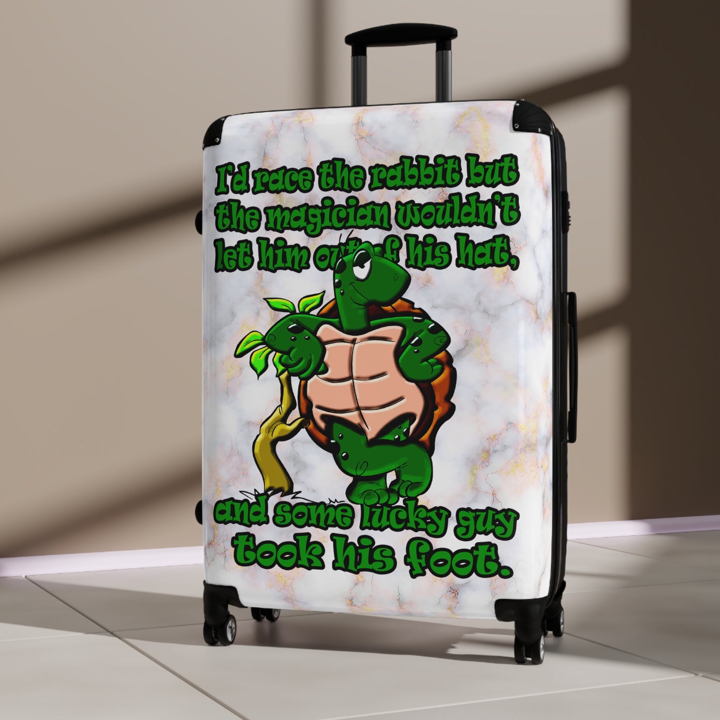 turtle race - Suitcase (white marble)