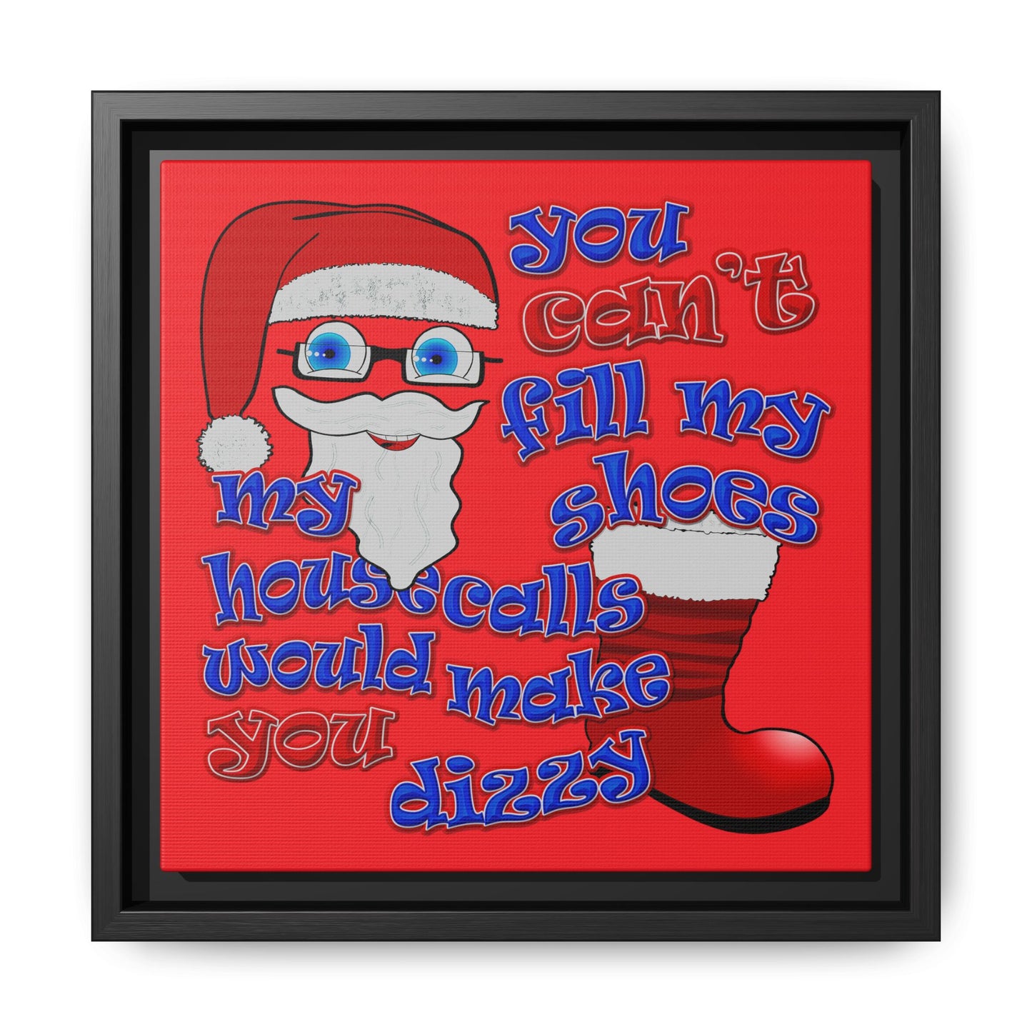 santa's shoes - framed canvas art (red)
