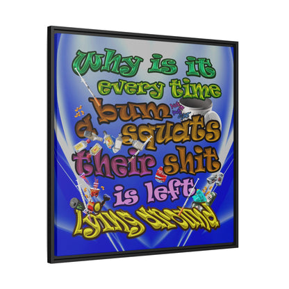 the bum's shit - framed canvas art (blue-white wave)