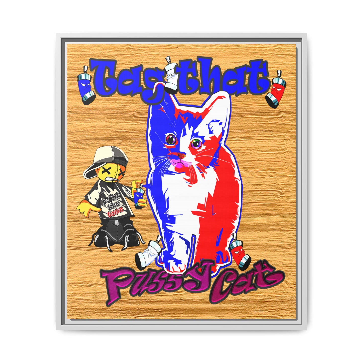 tag that - framed canvas art (butterscotch wood finish)