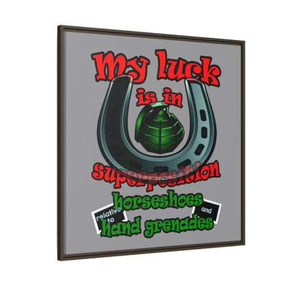 my luck - framed canvas art (grey)