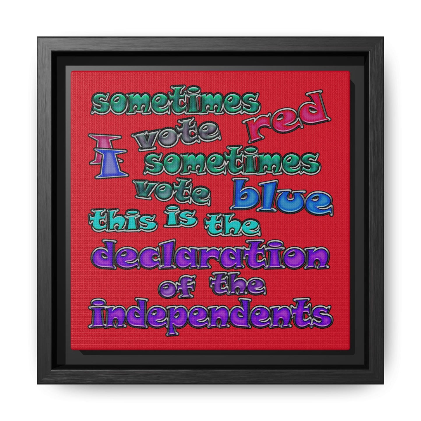 declaration of the independents - framed canvas art (dark red)