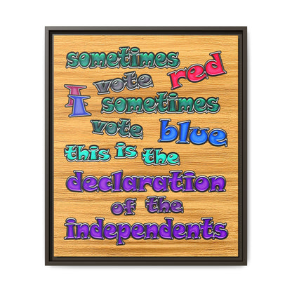 declaration of the independents - framed canvas art (butterscotch wood finish)