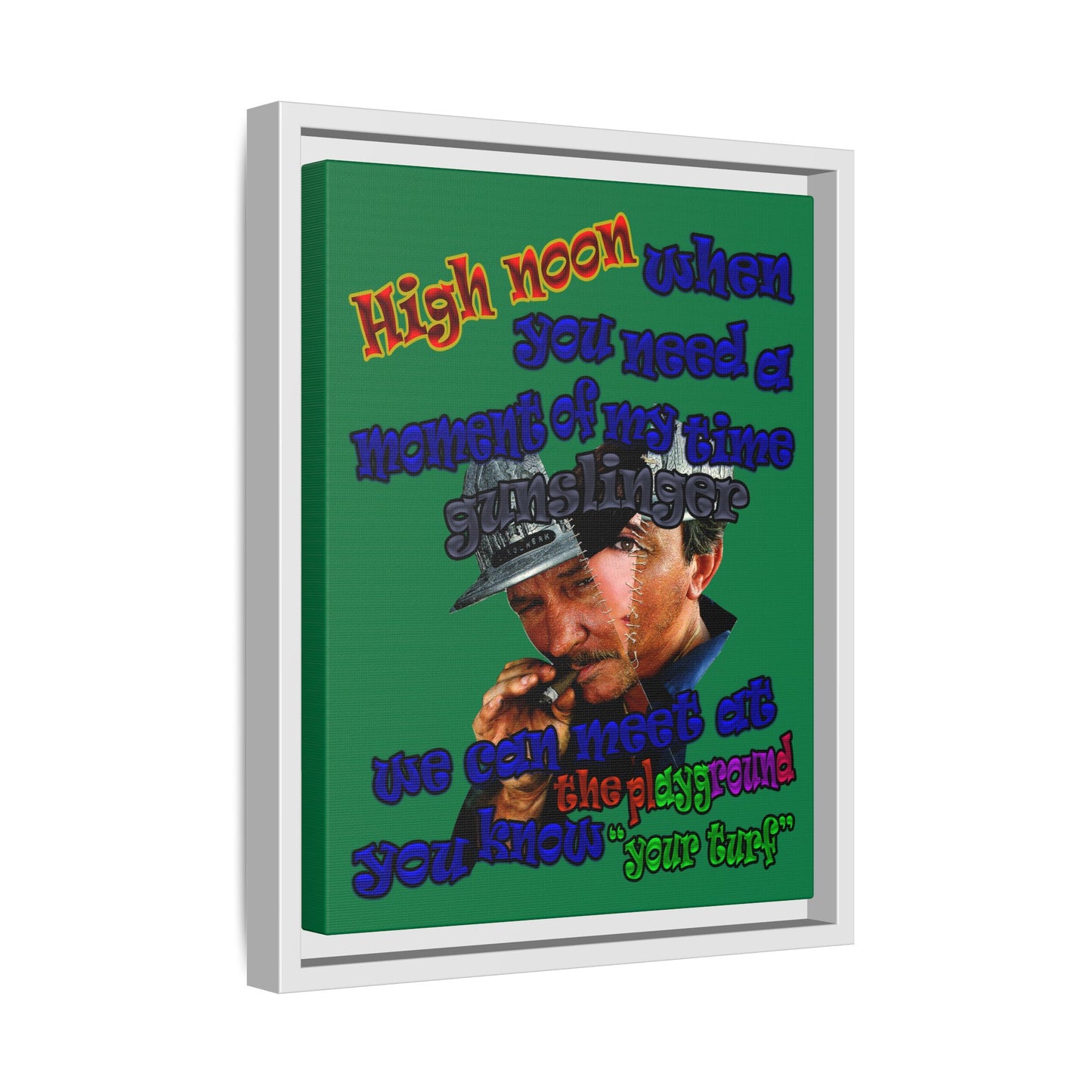 high noon - framed canvas art (dark green)