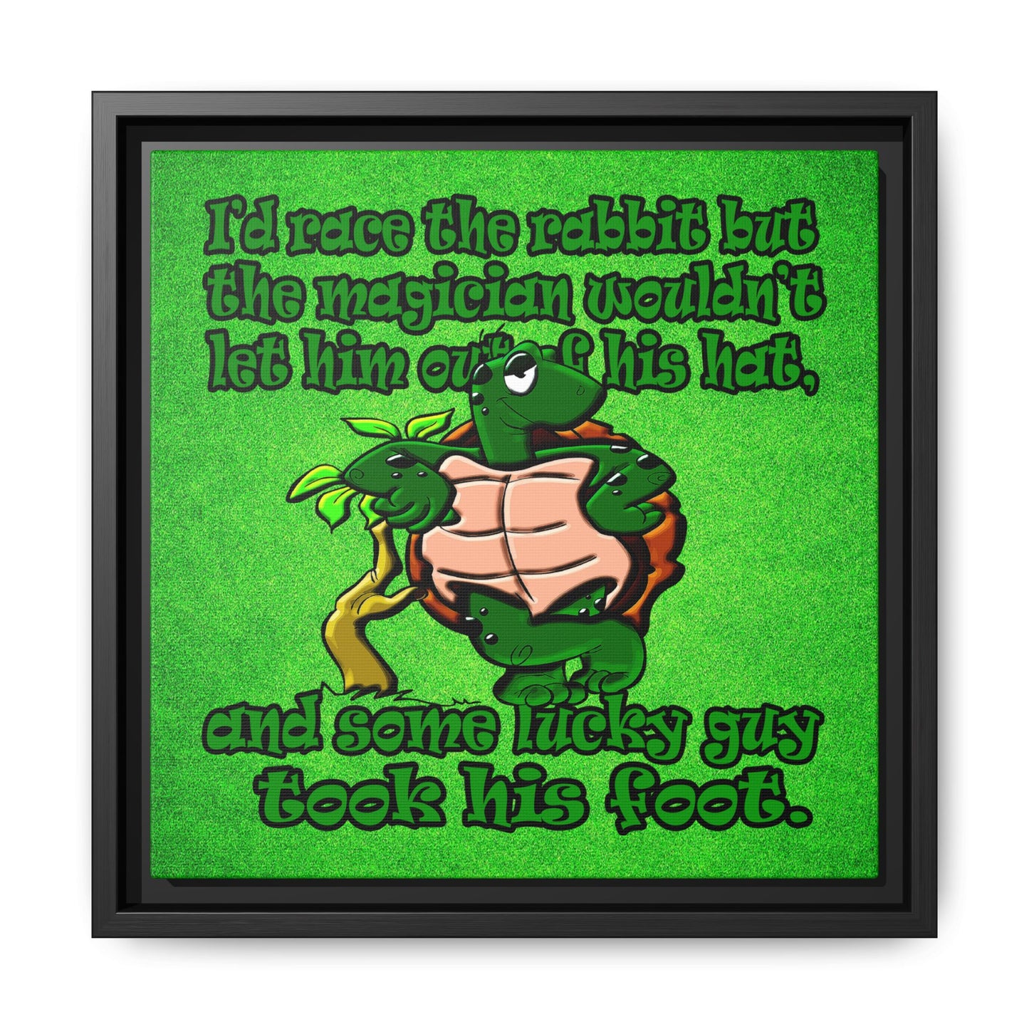 turtle race - framed canvas art (green turf)