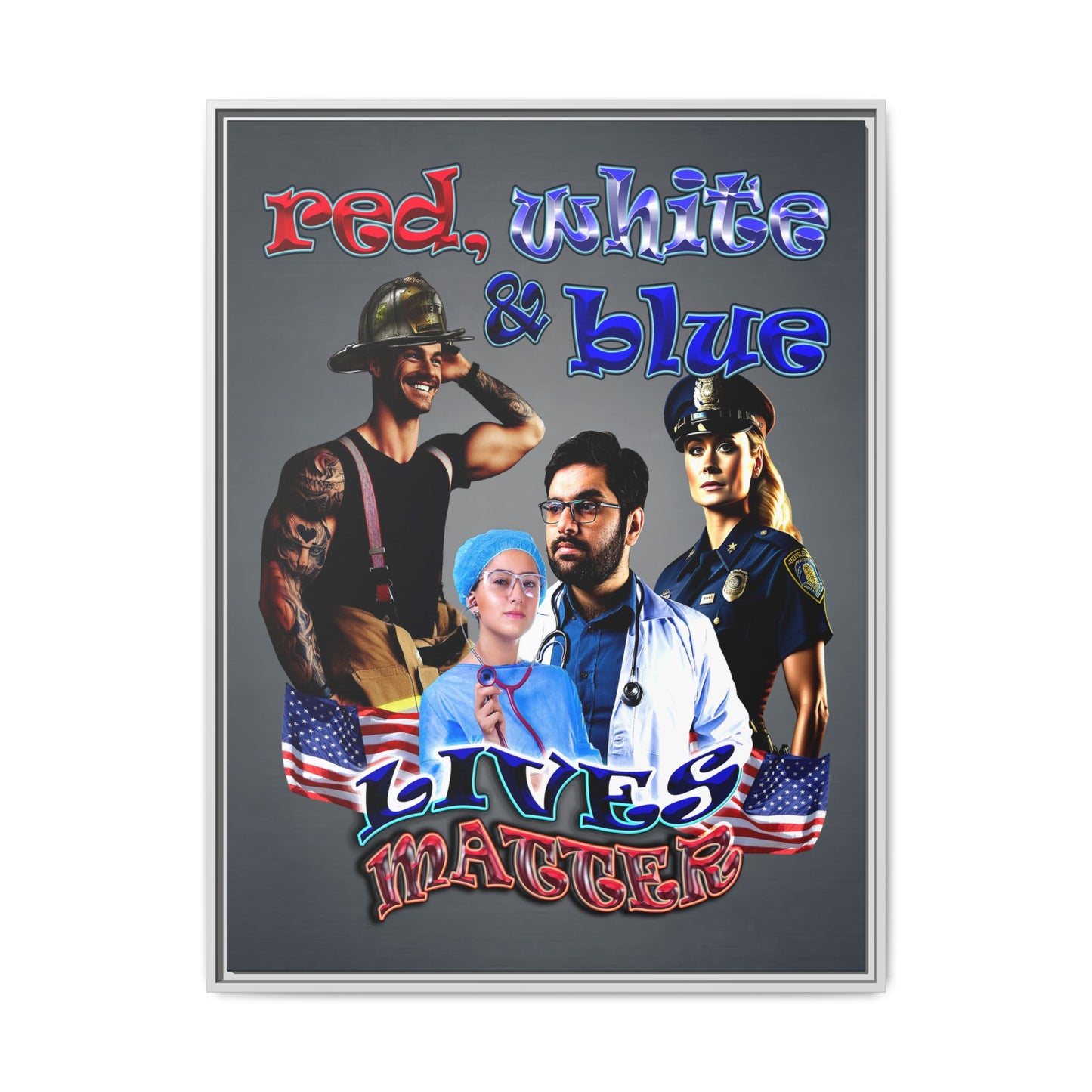 rw&b lives matter - framed canvas art (grey-light grey)
