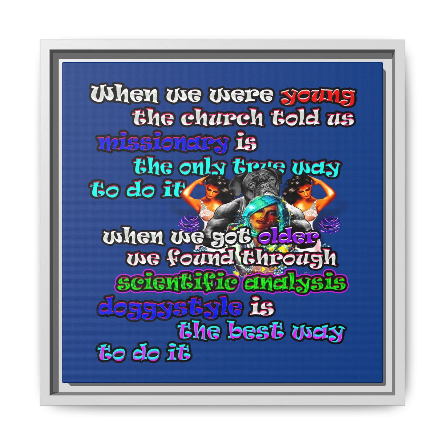 doggystyle - framed canvas art (dark blue)