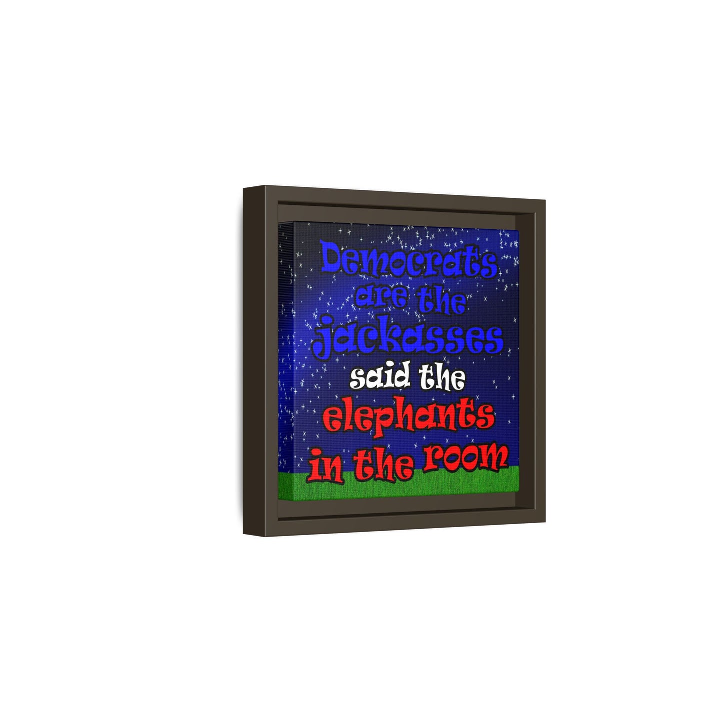 donkeys and elephants - framed canvas art ('snoops' background)