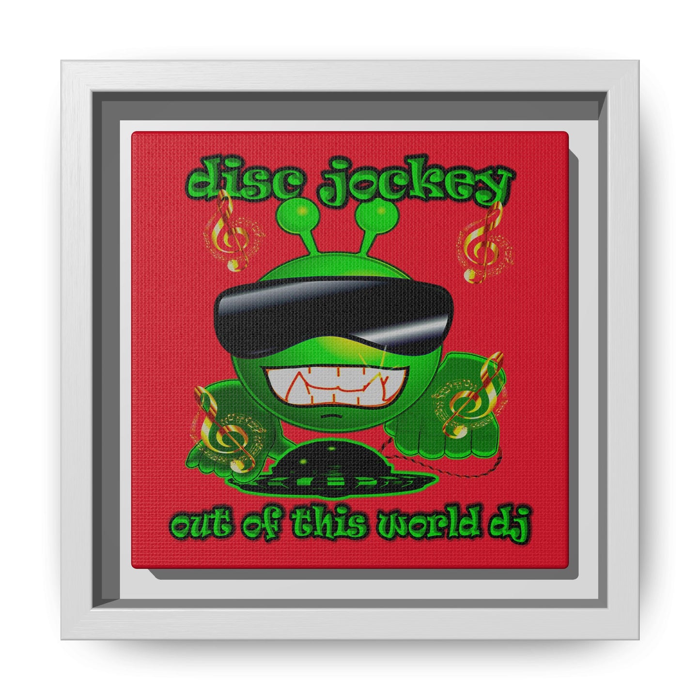 disc jockey - framed canvas art (dark red)