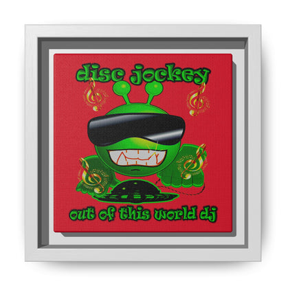 disc jockey - framed canvas art (dark red)