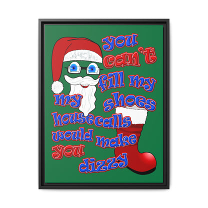 santa's shoes - framed canvas art (dark green)