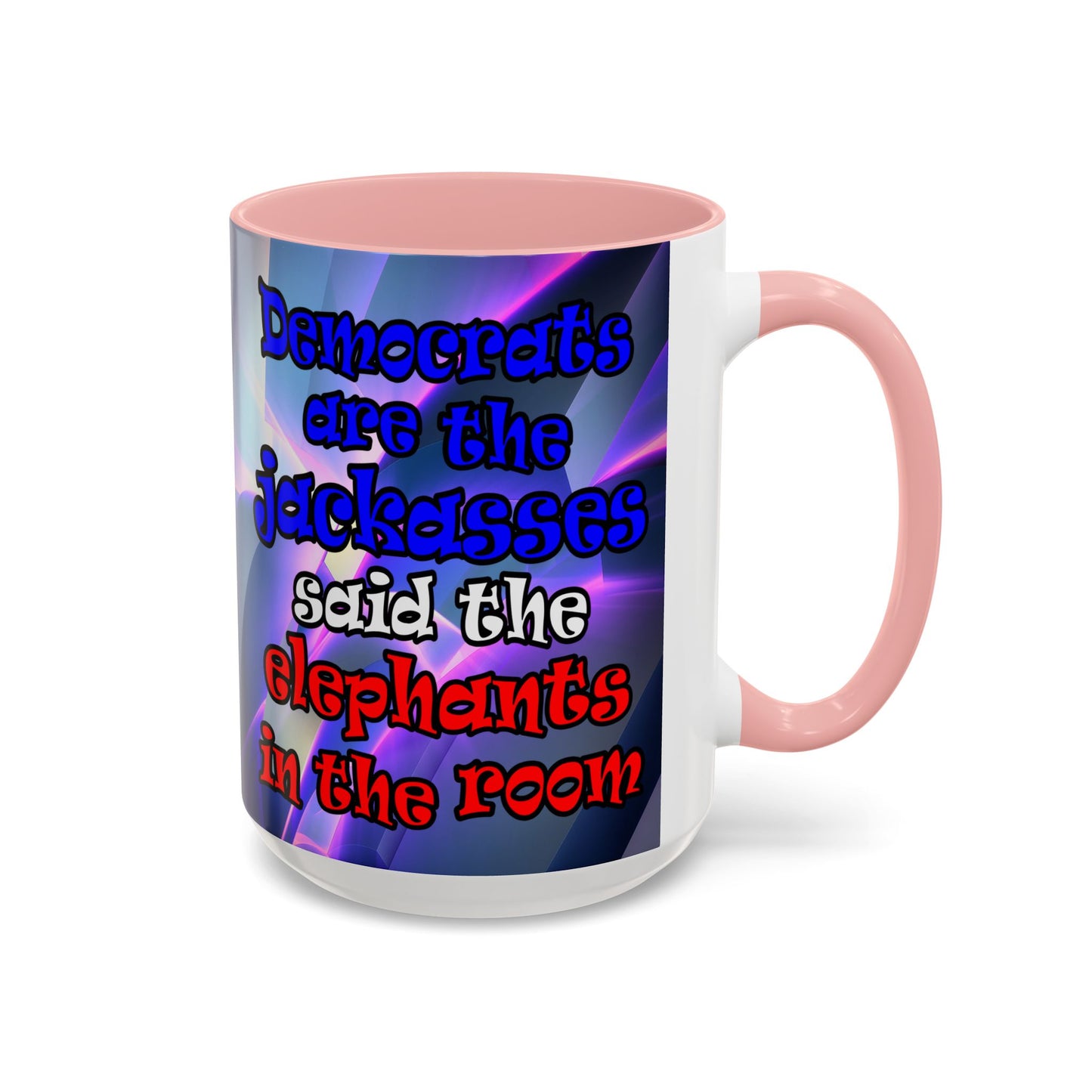 donkeys and elephants - Accent Mug (grey-pink wave)