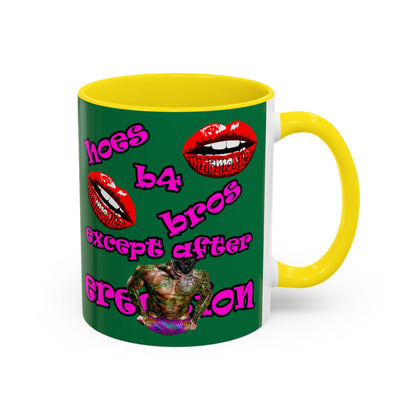 hoes b4 bros - Accent Mug (dark green)