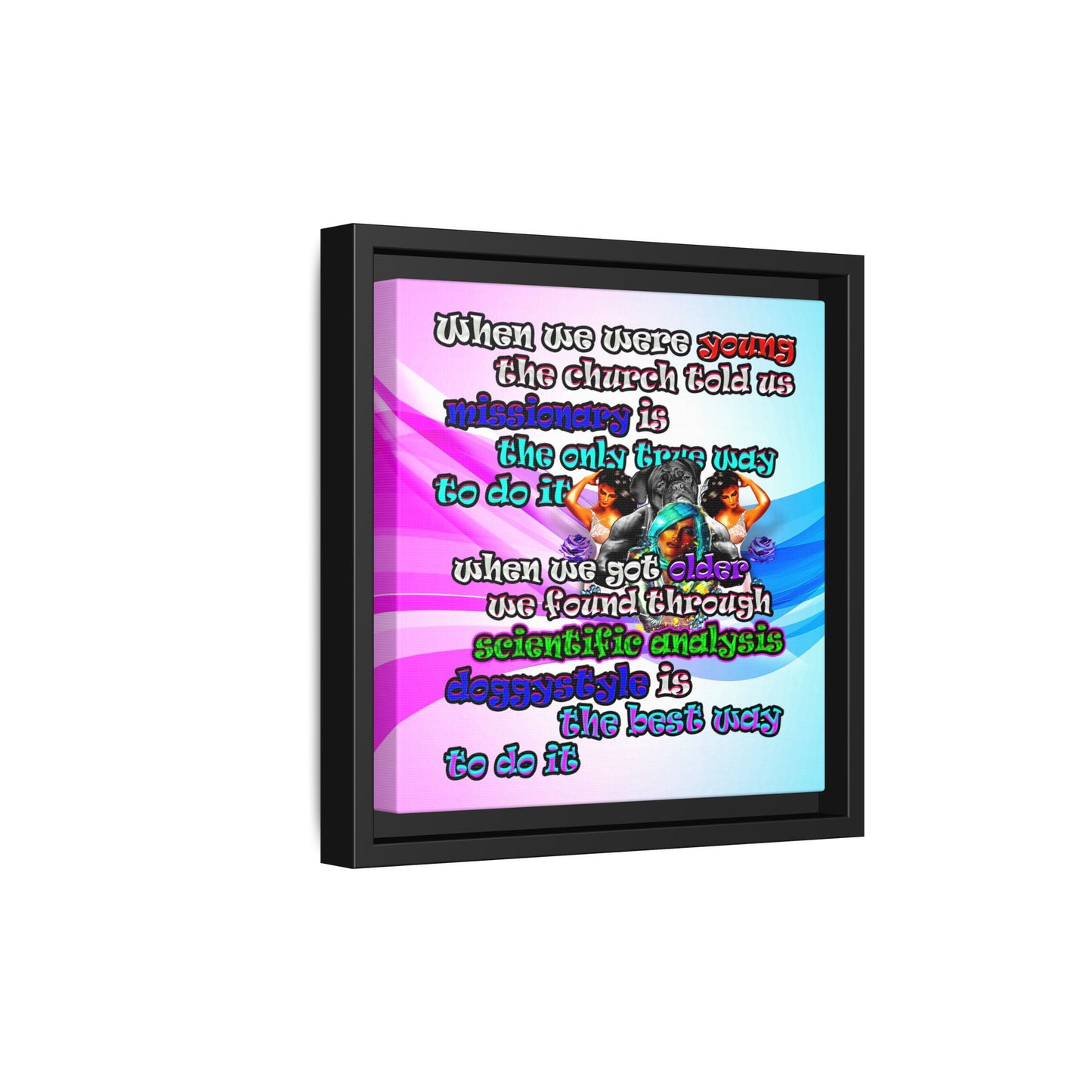 doggystyle - framed canvas art (light blue-pink wave)