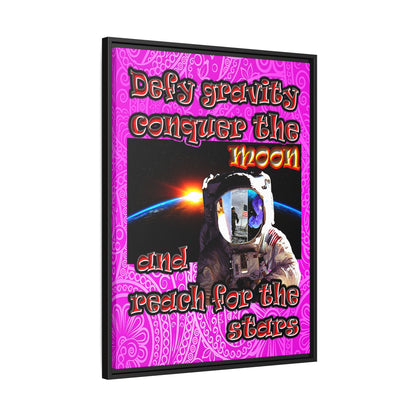 defy conquer reach - framed canvas art (pink swirl)