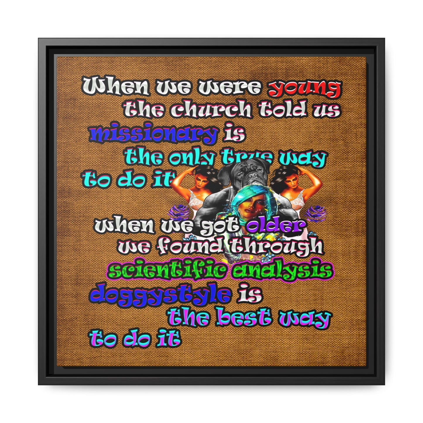 doggystyle - framed canvas art (brown papyrus)