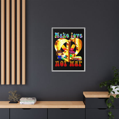 love peace - framed canvas art (black)