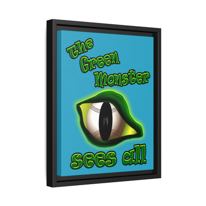 green monster - framed canvas art (turquoise)