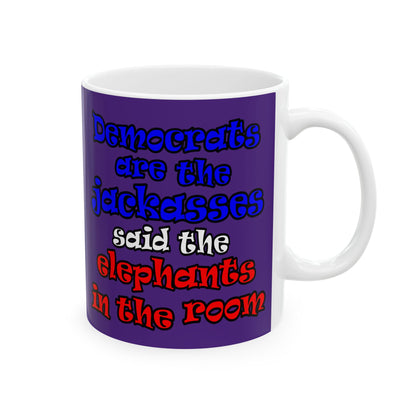 donkeys and elephants - White Mug (purple)