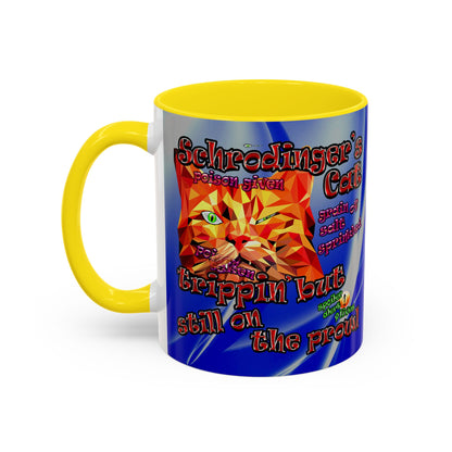 schrodinger's cat - Accent Mug (blue-white wave)