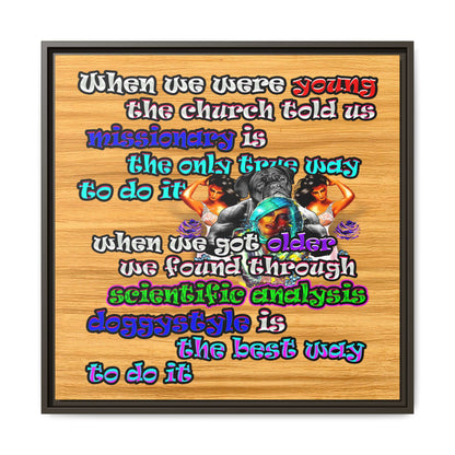 doggystyle - framed canvas art (butterscotch wood finish)