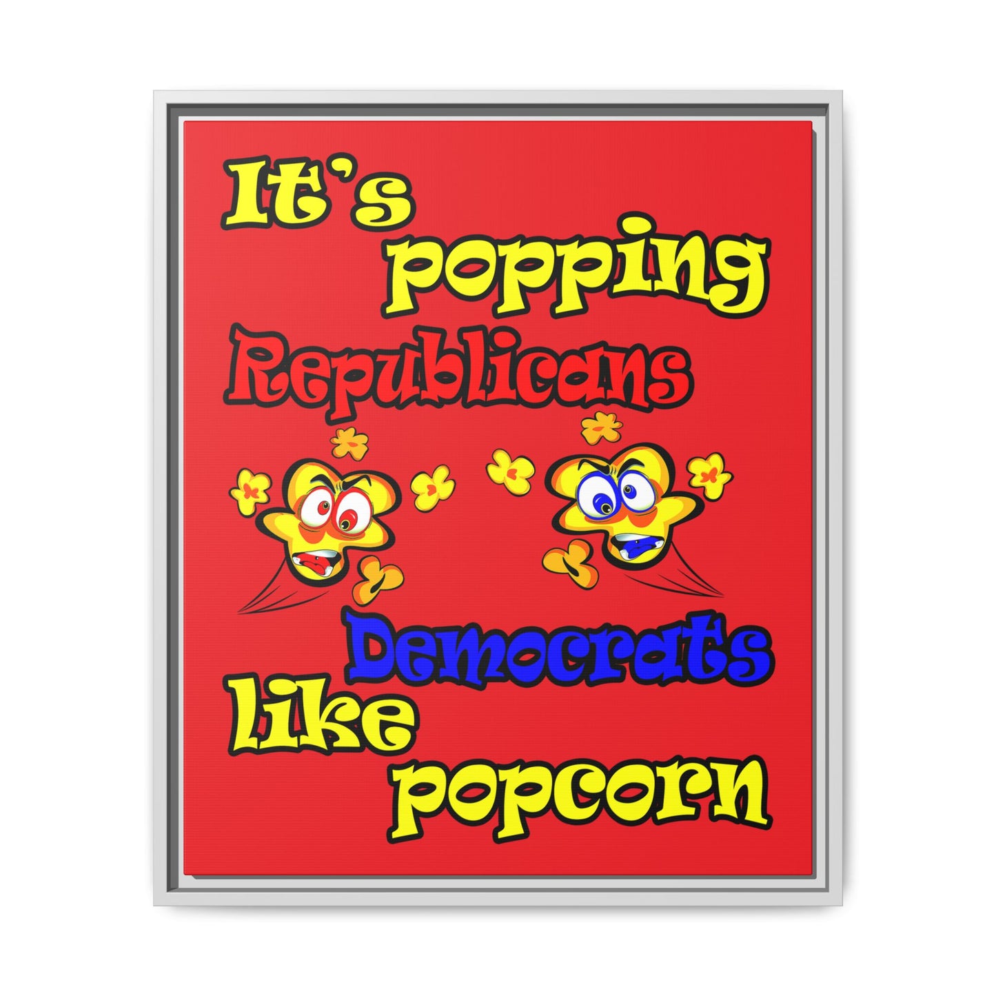 popping like popcorn - framed canvas art (red)