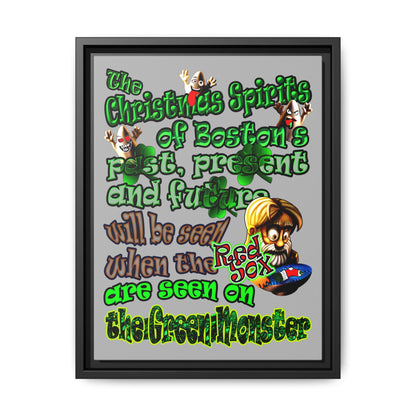 christmas spirits of boston - framed canvas art (light grey)