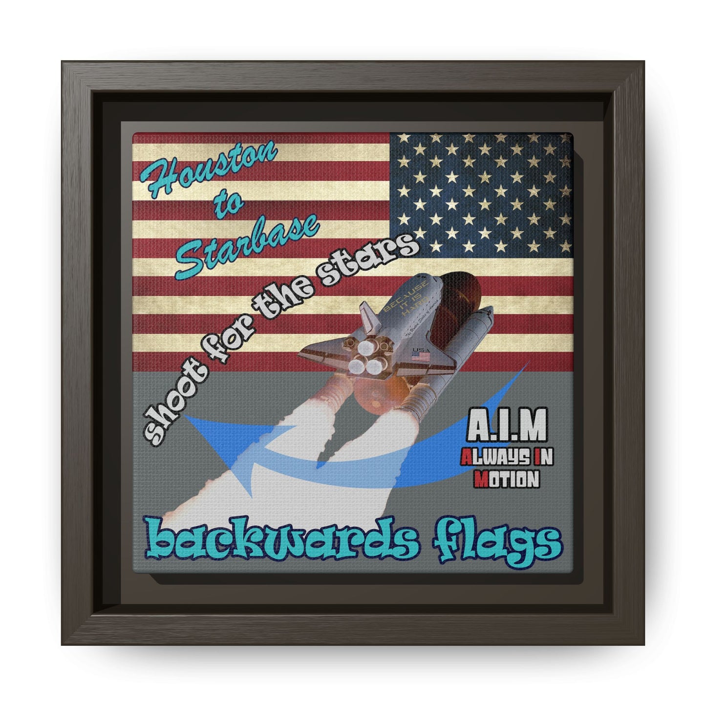shoot for the stars - framed canvas art (dark grey)