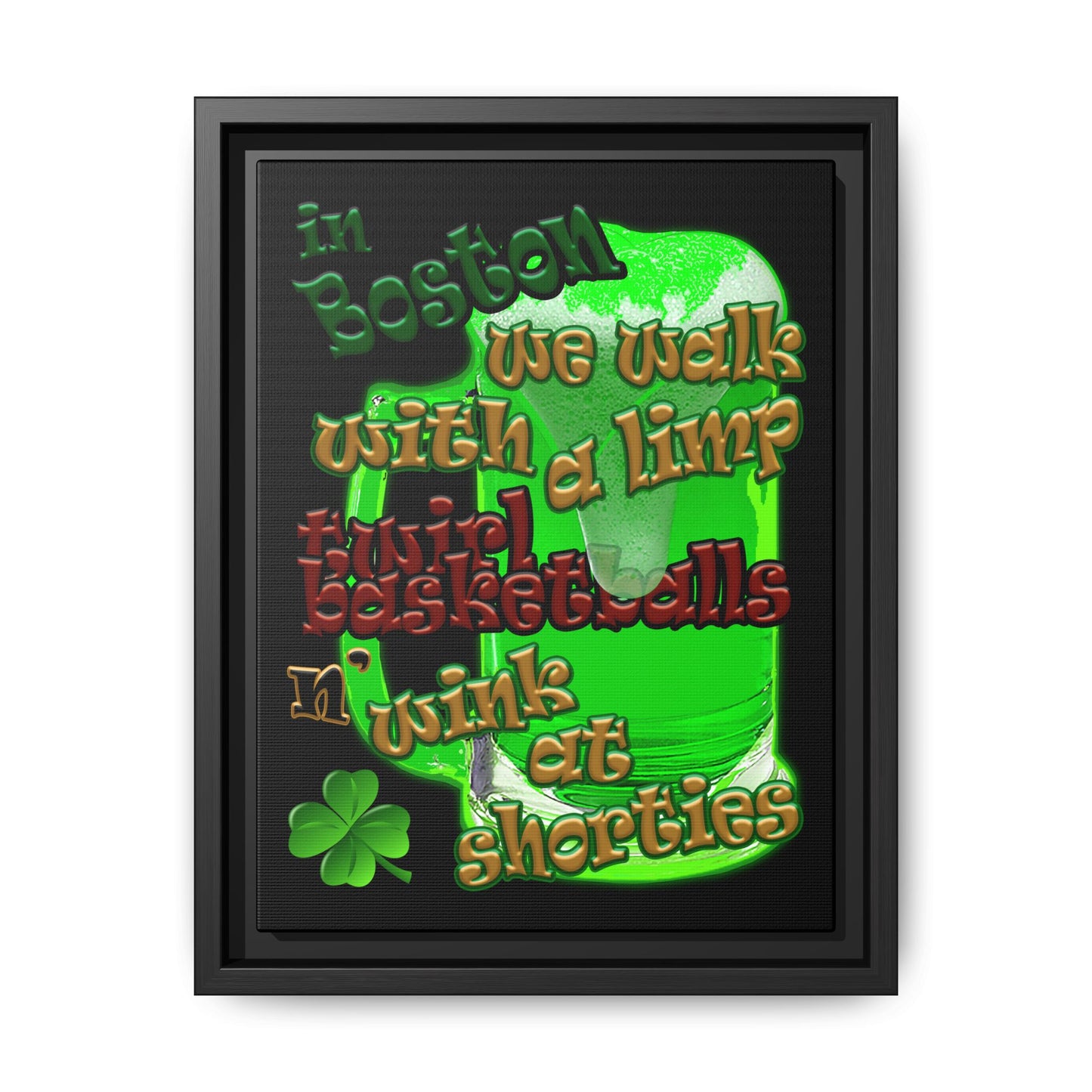 celtics logo - framed canvas art (black)