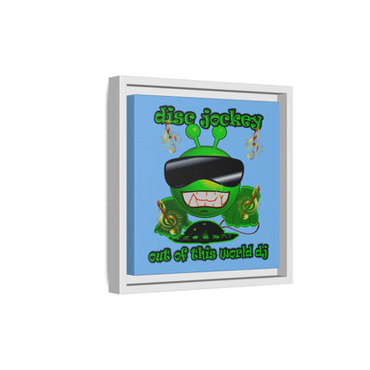 disc jockey - framed canvas art (light blue)