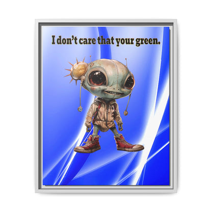 I don't care that your green - framed canvas art (blue-white wave)