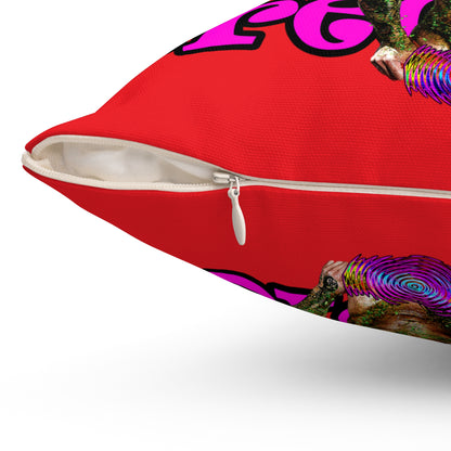 hoes b4 bros - Spun Polyester Square Pillow - (red)