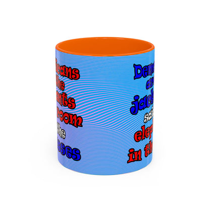 donkeys and elephants - Accent Mug (light blue-purple wave)