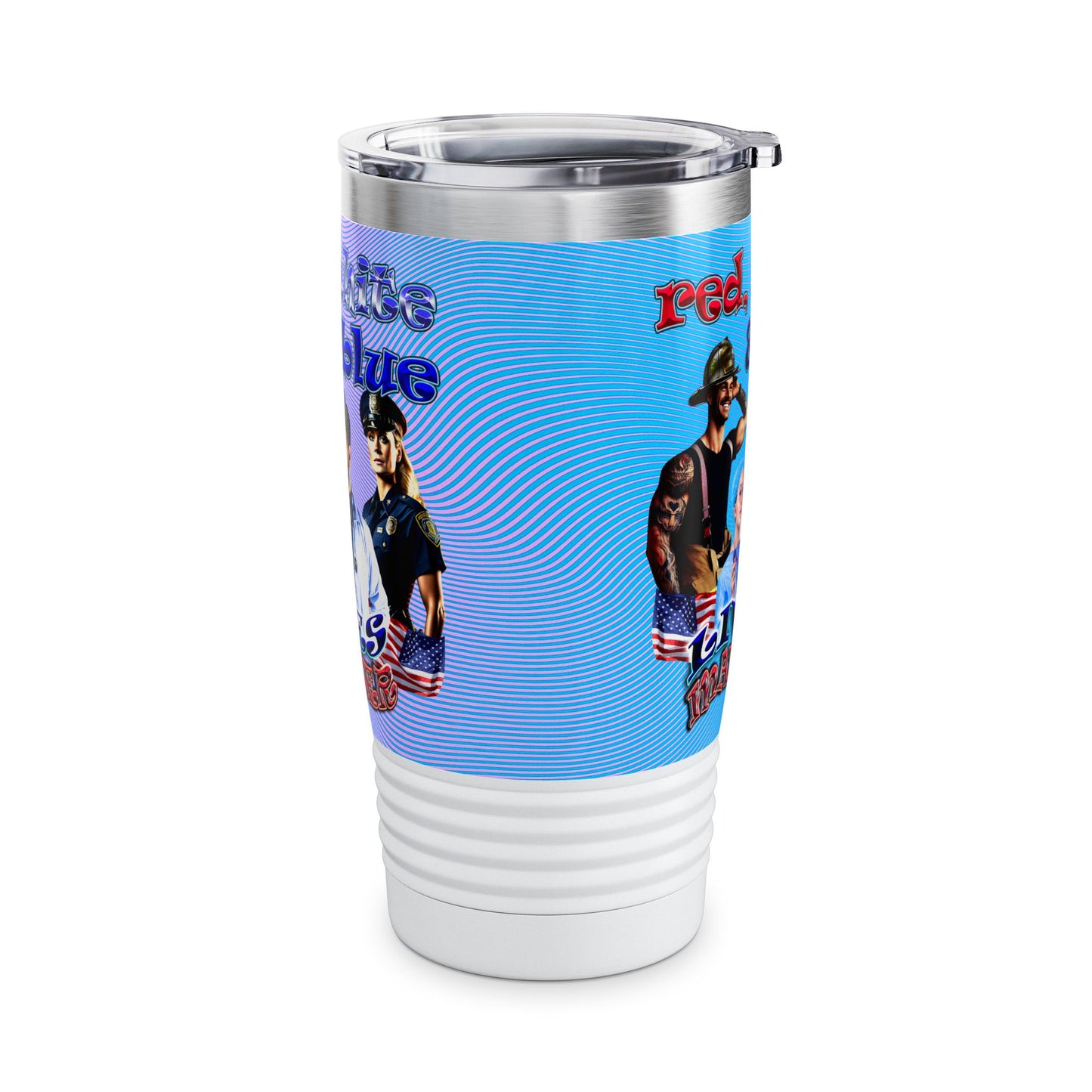 rw&b lives matter - Ringneck Tumbler, 20oz (light blue-purple wave)