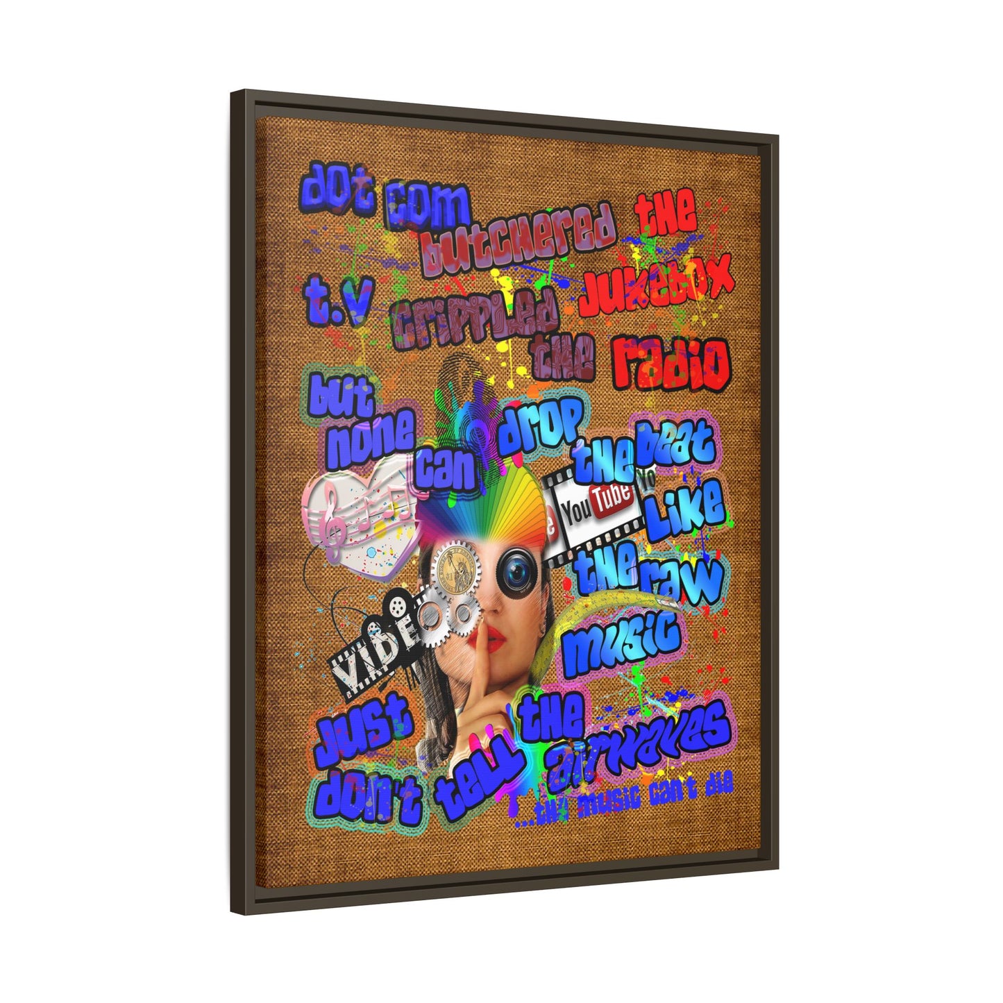 drop the beat - framed canvas art (brown papyrus)